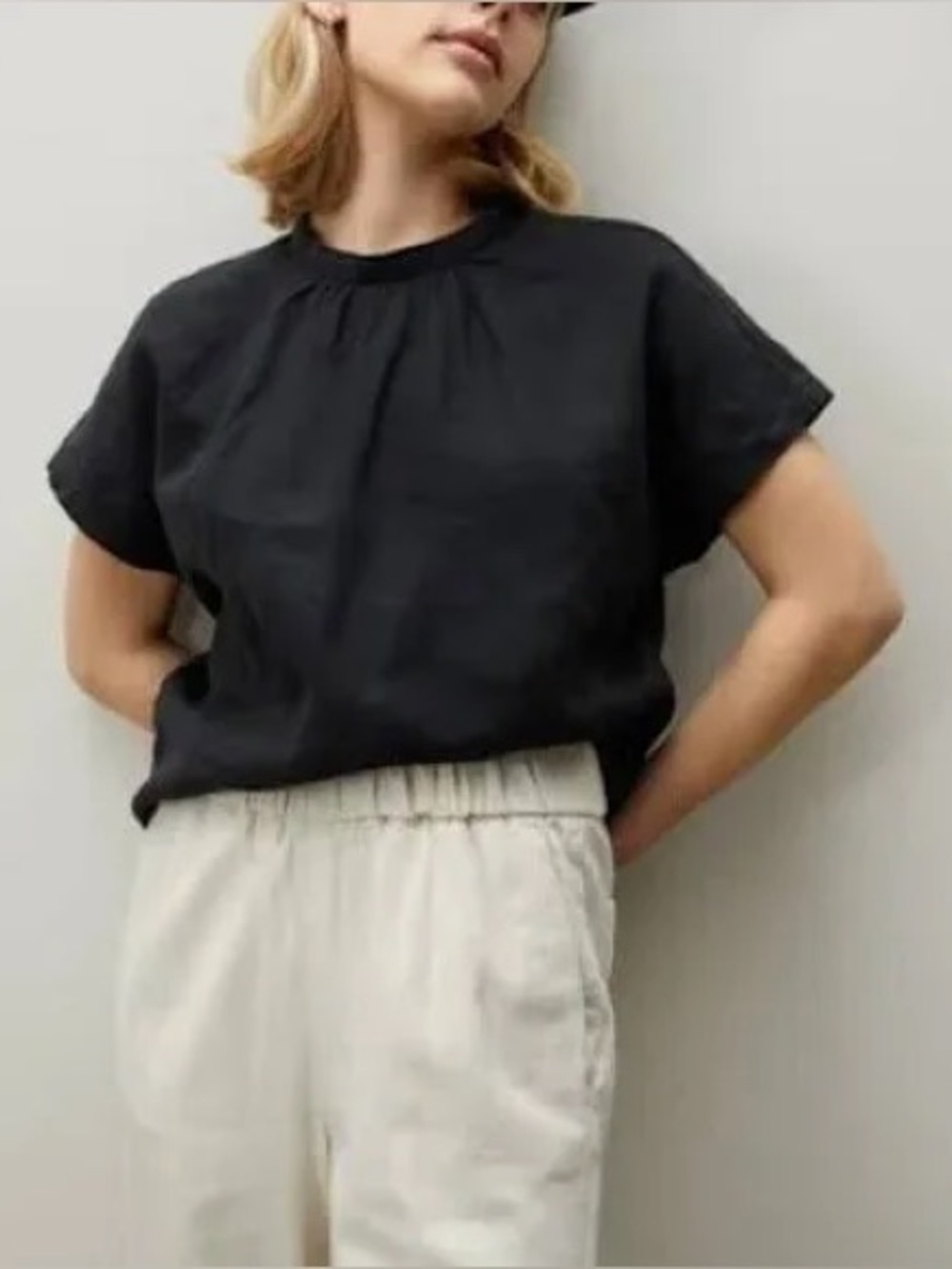 Everlane The Linen Drape Top Size 8 Black | Minimalist Summer Blouse